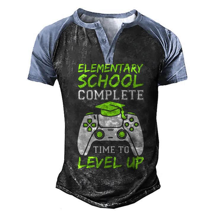 Elementary Complete Time To Level Up  Kids Graduation  Men's Henley Shirt Raglan Sleeve 3D Print T-shirt