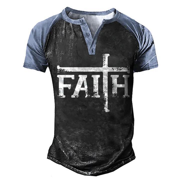 Faith Cross  Christian T  For Men Women Kids  Men's Henley Shirt Raglan Sleeve 3D Print T-shirt