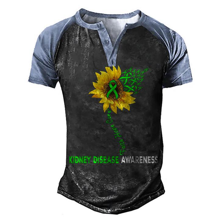 Faith Hope Cure Kidney Disease Sunflower Puzzle Pieces  Men's Henley Shirt Raglan Sleeve 3D Print T-shirt