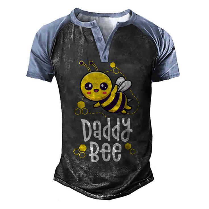 Family Bee  Dad Daddy First Bee Day Outfit Birthday  Men's Henley Shirt Raglan Sleeve 3D Print T-shirt