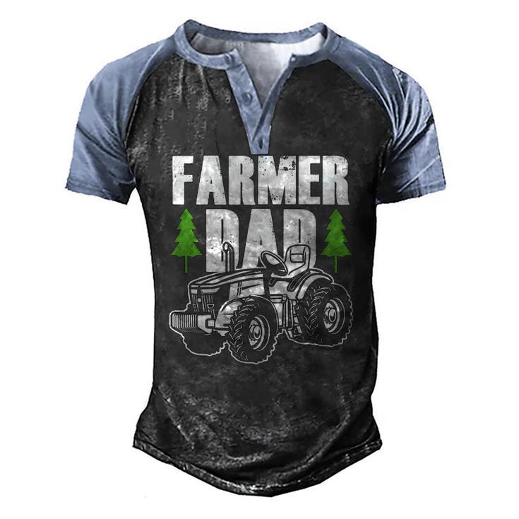 Farmer Dad Father Daddy Farm Farming Farmers Tractor Men's Henley Raglan T-Shirt