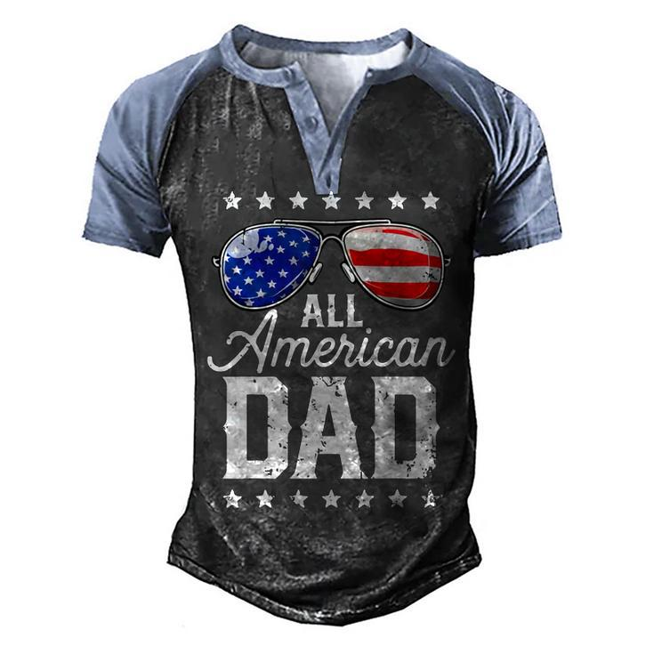 Fathers Day All American Dad 4Th Of July Us Flag   Men's Henley Shirt Raglan Sleeve 3D Print T-shirt