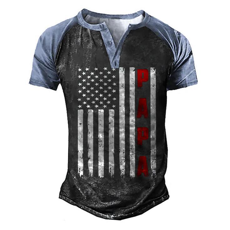 Mens Fathers Day Best Dad Ever Usa American Flag Men's Henley Raglan T-Shirt