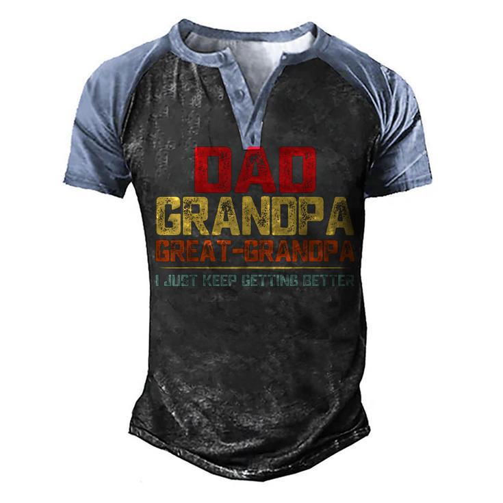 Fathers Day Gift From Grandkids Dad Grandpa Great Grandpa  Men's Henley Shirt Raglan Sleeve 3D Print T-shirt