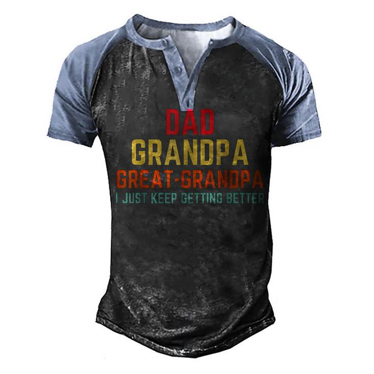 Fathers Day Gift From Grandkids Dad Grandpa Great Grandpa V2 Men's Henley Shirt Raglan Sleeve 3D Print T-shirt