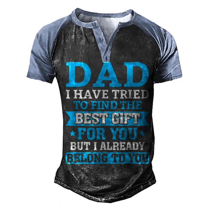 Funny Fathers Day  Dad From Daughter Son Wife For Daddy  V2 Men's Henley Shirt Raglan Sleeve 3D Print T-shirt