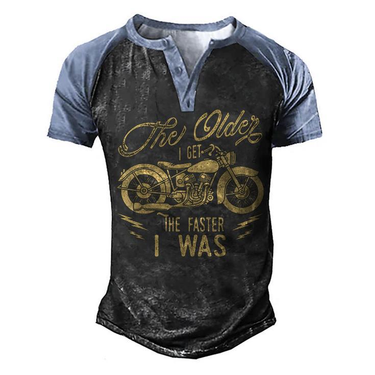 Funny Motorcycle Biker Grandpa Vintage Bikers Birthday Gift  Men's Henley Shirt Raglan Sleeve 3D Print T-shirt