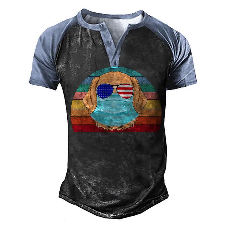 Golden Retriever American Flag 4Th Of July Patriotic Dog Dad   Men's Henley Shirt Raglan Sleeve 3D Print T-shirt