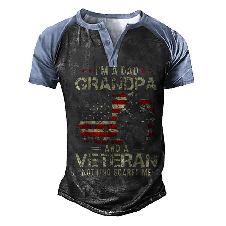 Grandpa For Men Fathers Day Im A Dad Grandpa Veteran Men's Henley Raglan T-Shirt
