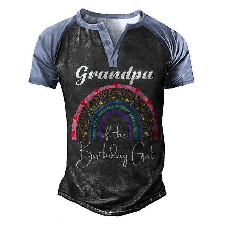 Grandpa Of The Birthday Girl Rainbow Boho Birthday Party  Men's Henley Shirt Raglan Sleeve 3D Print T-shirt