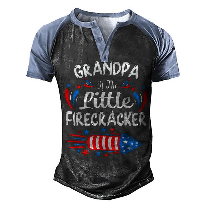 Grandpa Of The Little Firecracker 4Th Of July Birthday Party  Men's Henley Shirt Raglan Sleeve 3D Print T-shirt