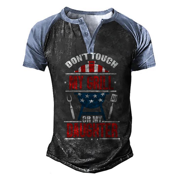Grill Usa Flag 4Th Of July Patriotic Barbeque Dad Daddy   Men's Henley Shirt Raglan Sleeve 3D Print T-shirt