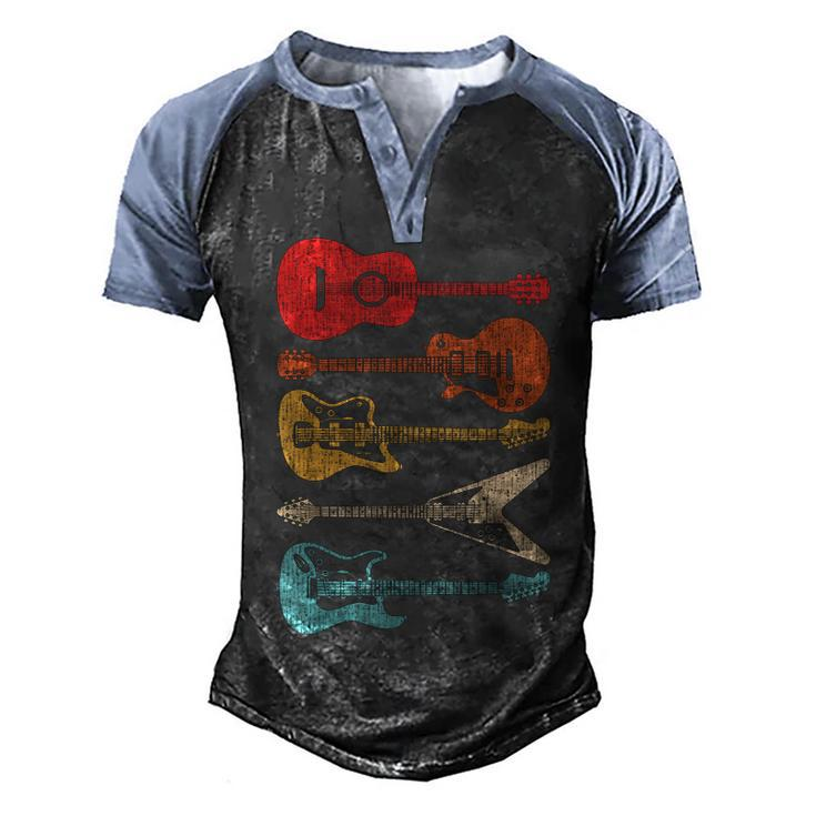 Guitar Lover Retro Style For Guitarist Men's Henley Raglan T-Shirt