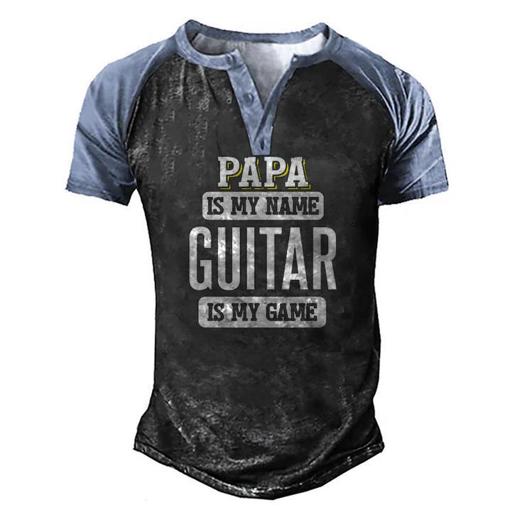 Guitar For Papa Fathers Day Men's Henley Raglan T-Shirt
