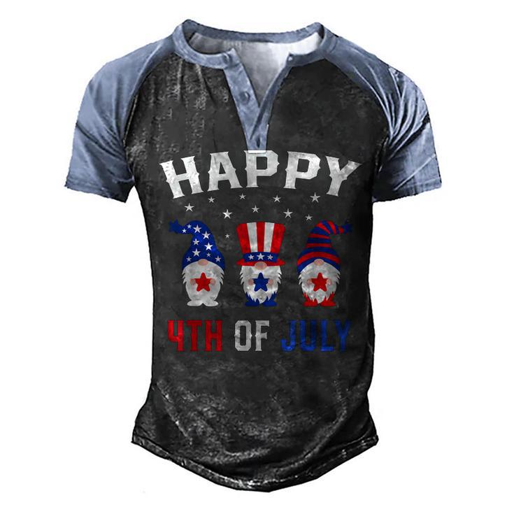 Happy 4Th Of July Gnomes Patriotic American Flag Cute Gnomes  Men's Henley Shirt Raglan Sleeve 3D Print T-shirt