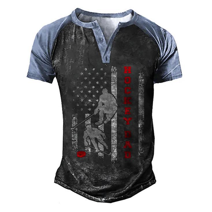 Hockey Dad US American Flag 4Th Of July Gift  Men's Henley Shirt Raglan Sleeve 3D Print T-shirt