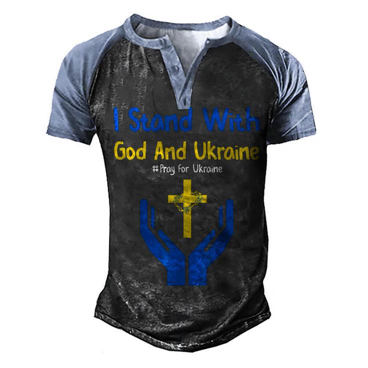 I Stand With God And Ukraine Christian Cross Faith Christ  Men's Henley Shirt Raglan Sleeve 3D Print T-shirt