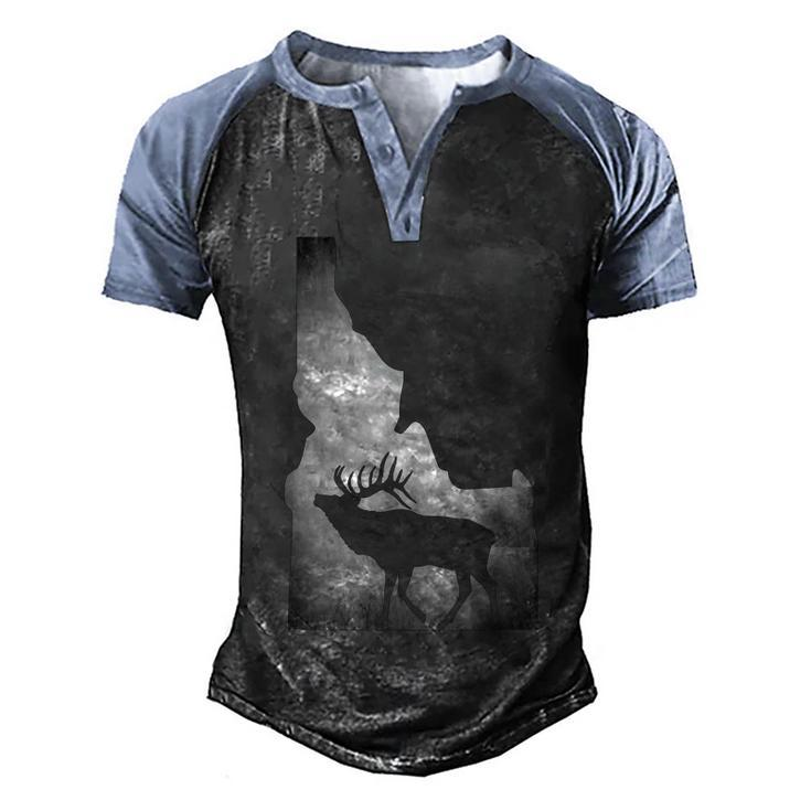 Idaho Elk Hunting  V3 Men's Henley Shirt Raglan Sleeve 3D Print T-shirt