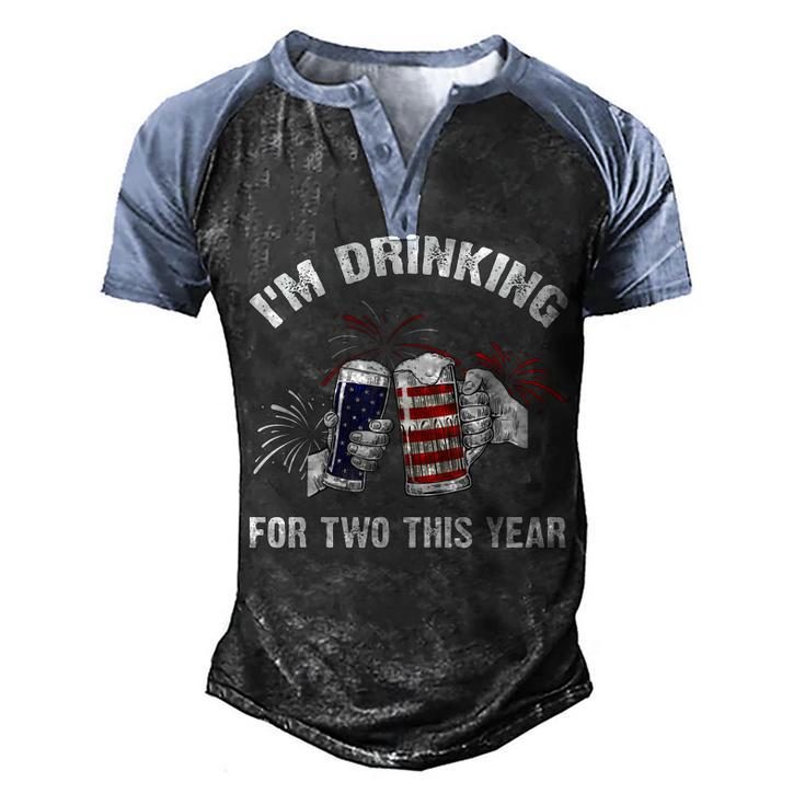 Im Drinking For Two Pregnancy  4Th Of July Dad  Men's Henley Shirt Raglan Sleeve 3D Print T-shirt