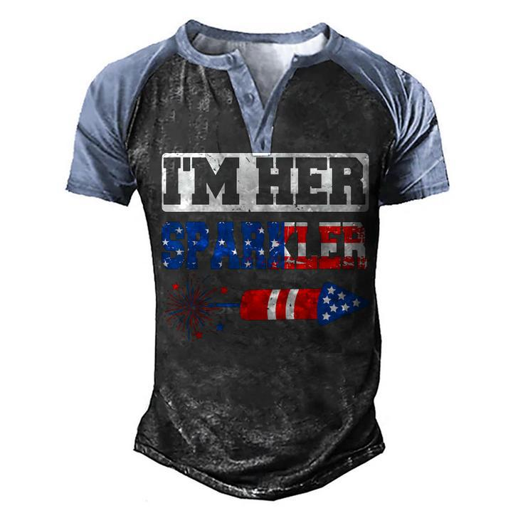 Im Her Sparkler 4Th Of July American Pride Matching Couple  Men's Henley Shirt Raglan Sleeve 3D Print T-shirt