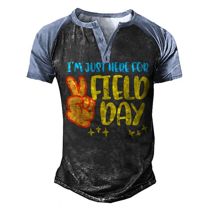 Im Just Here For Day Field Peace Sign Funny Boys Girls Kids  Men's Henley Shirt Raglan Sleeve 3D Print T-shirt