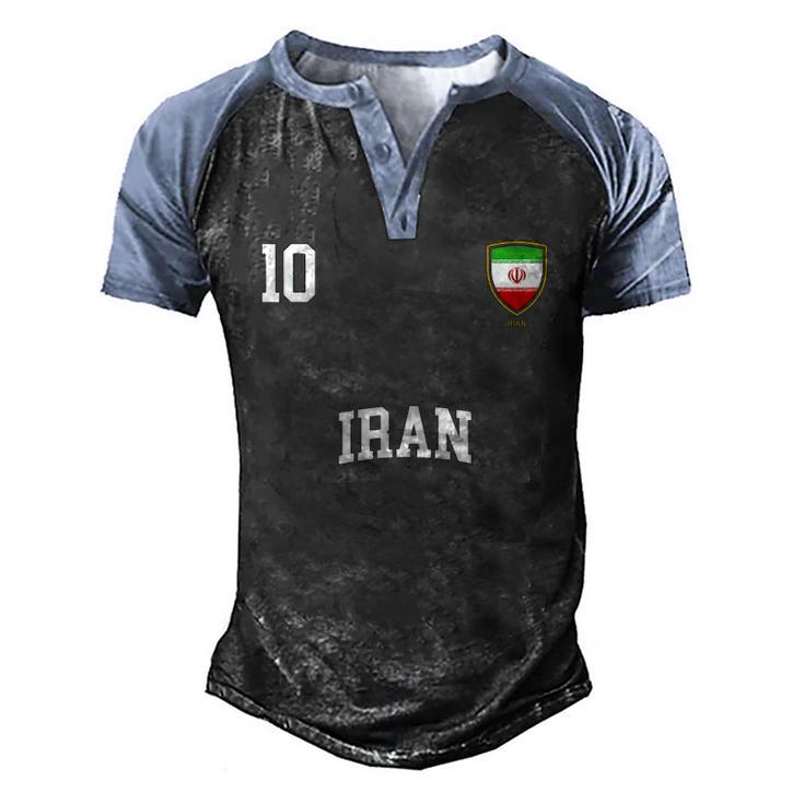 Iran 10 Iranian Flag Soccer Team Football Men's Henley Raglan T-Shirt