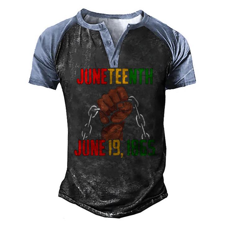 Juneteenth June 19Th 1865 Juneteenth Black Freedom Day Flag Men's Henley Raglan T-Shirt