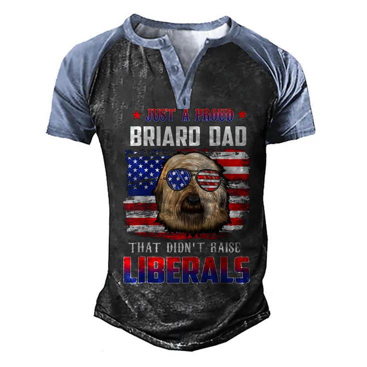 Just A Proud Briard Dad Merica Dog Patriotic 4Th Of July  Men's Henley Shirt Raglan Sleeve 3D Print T-shirt