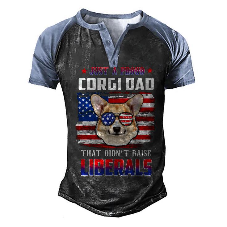 Just A Proud Corgi Dad Merica Dog Patriotic 4Th Of July   Men's Henley Shirt Raglan Sleeve 3D Print T-shirt