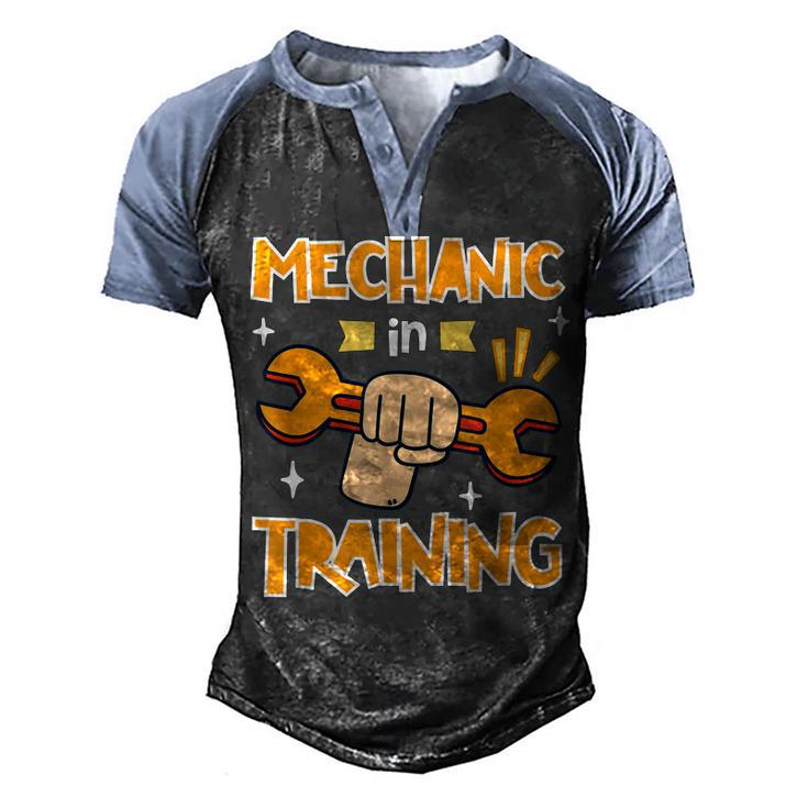Kids Little Future Mechanic In Training Car Auto Proud Dad  Men's Henley Shirt Raglan Sleeve 3D Print T-shirt
