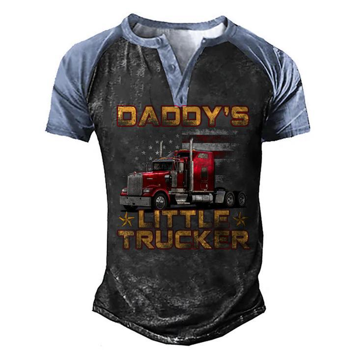 Kids Semi Truck Boys Gift Daddys Little Trucker Fathers Day  Men's Henley Shirt Raglan Sleeve 3D Print T-shirt