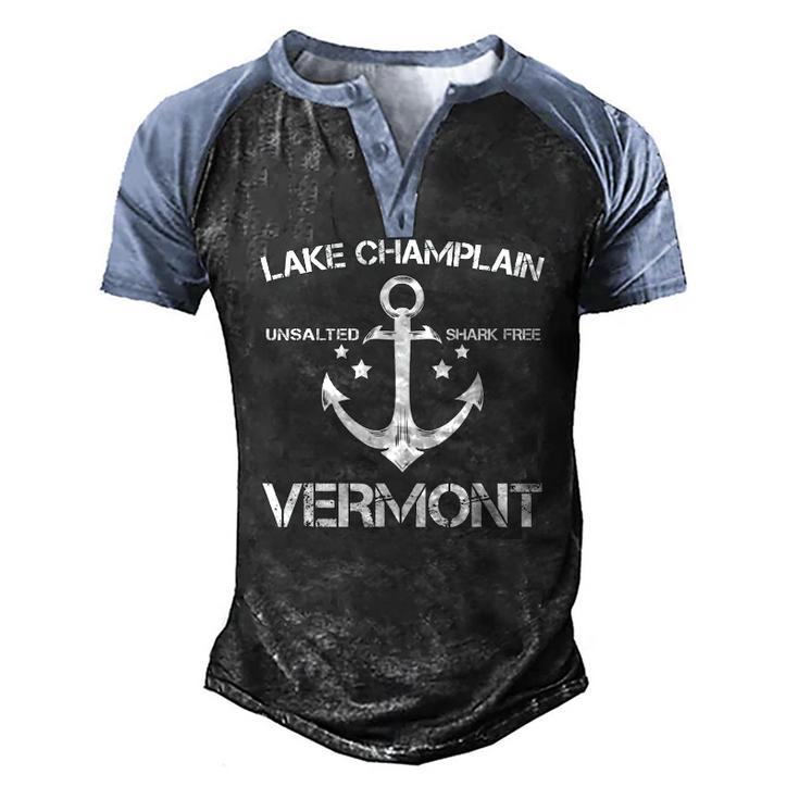 Lake Champlain Vermont Fishing Camping Summer Men's Henley Raglan T-Shirt