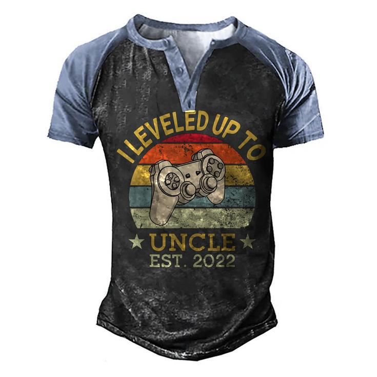 Leveled Up To Uncle Est 2022 Promoted New Uncle Video Gamer  Men's Henley Shirt Raglan Sleeve 3D Print T-shirt