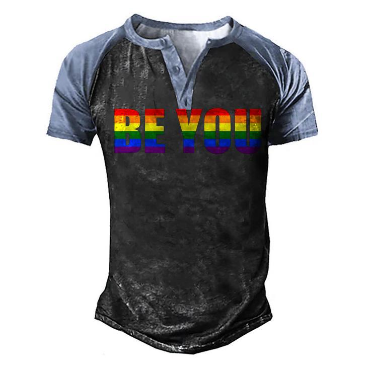 Be You Lgbt Flag Gay Pride Month Transgender Men's Henley Raglan T-Shirt