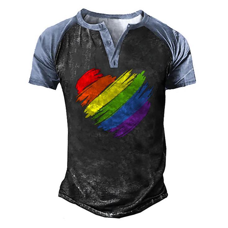 Lgbt Gay Pride Flag Gay Pride 2022 Heart Lgbt Men's Henley Raglan T-Shirt