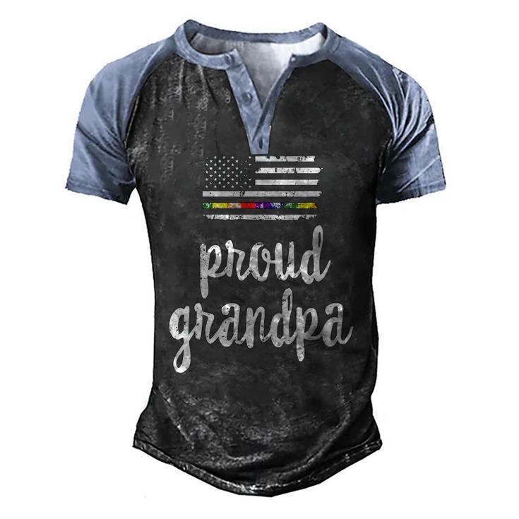 Lgbt Pride American Flag Proud Grandpa 4Th Of July Men's Henley Raglan T-Shirt