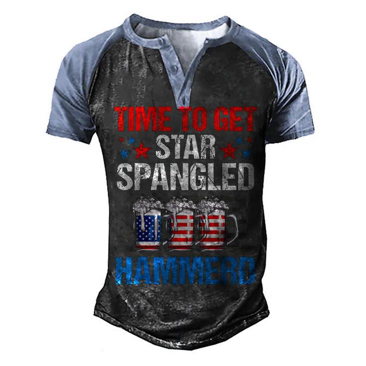 Mb35 Time To Get Star Spangled Hammered 4Th July Beer Lover  Men's Henley Shirt Raglan Sleeve 3D Print T-shirt
