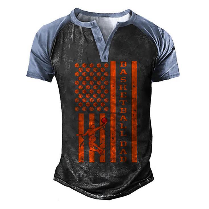 Mens 4Th Of July Fathers Day Patriotic American Basketball Dad  Men's Henley Shirt Raglan Sleeve 3D Print T-shirt