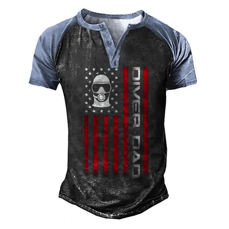 Mens 4Th Of July Us Flag Diver Dad Gift For Fathers Day  Men's Henley Shirt Raglan Sleeve 3D Print T-shirt