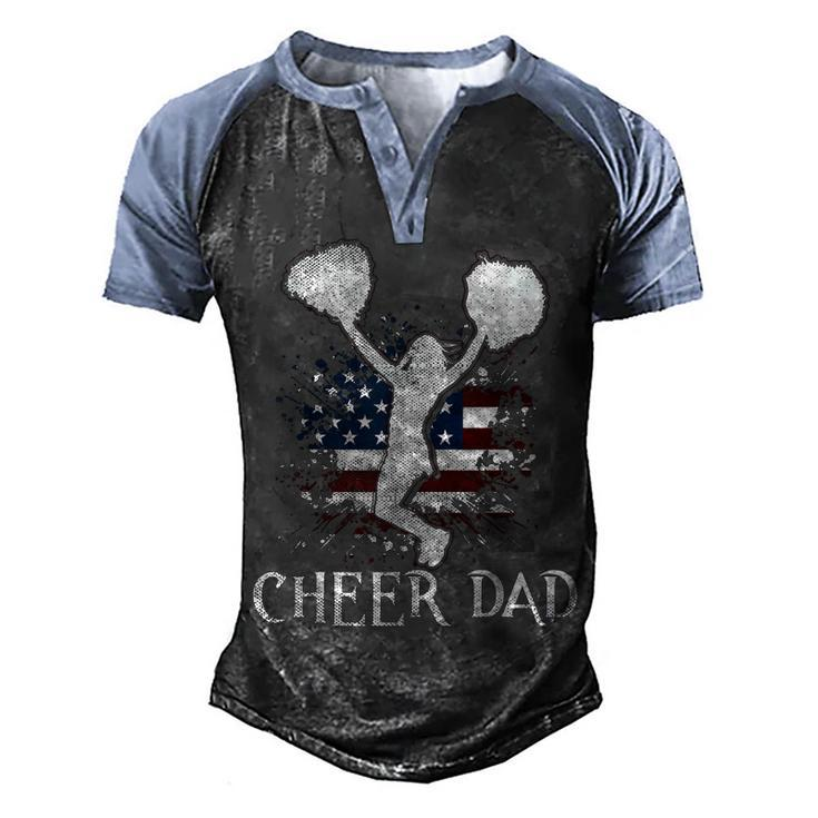 Mens American Flag Cheer Dad 4Th Of July Fathers Day  Funny  Men's Henley Shirt Raglan Sleeve 3D Print T-shirt
