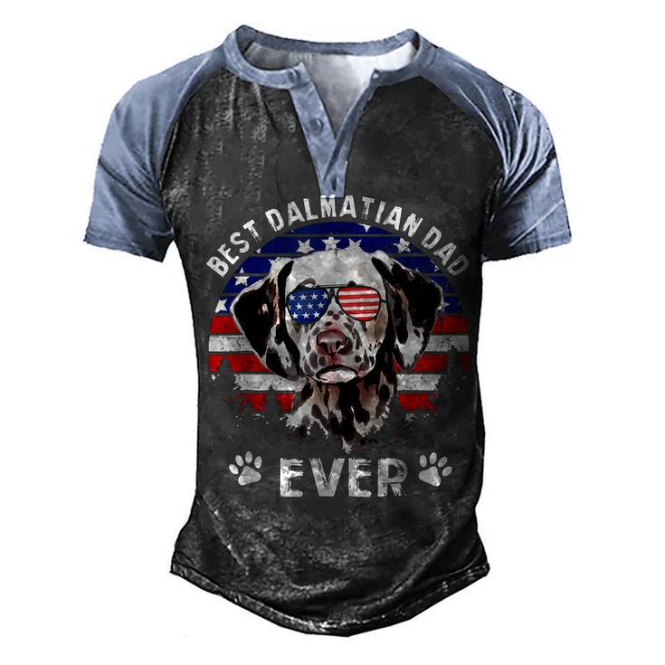 Mens Best Dalmatian Dad Ever Us Flag 4Th Of July  Men's Henley Shirt Raglan Sleeve 3D Print T-shirt