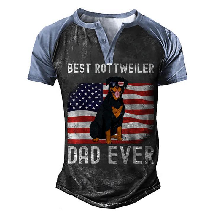 Mens Best Rottweiler Dad Ever American Flag 4Th Of July Rottie  Men's Henley Shirt Raglan Sleeve 3D Print T-shirt
