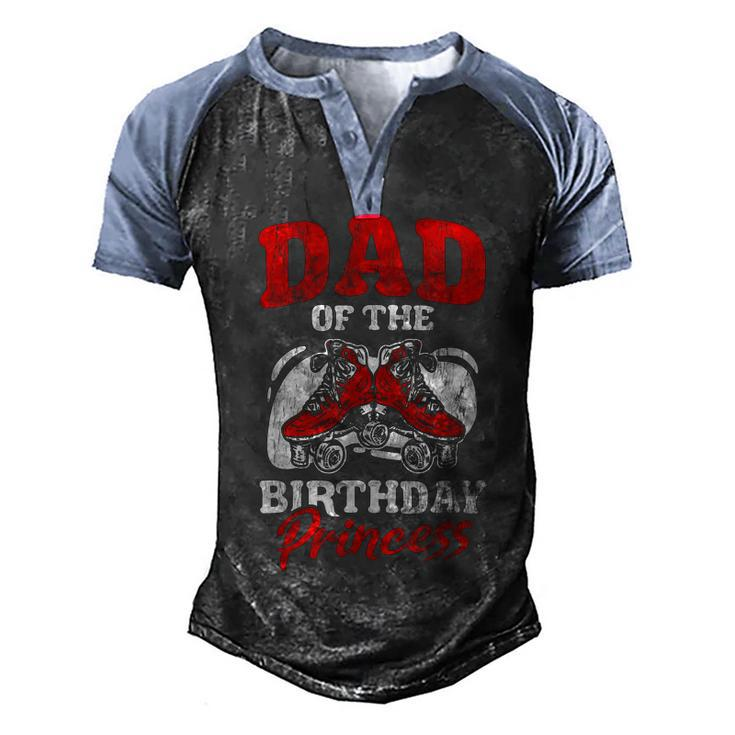 Mens Dad Of Birthday Princess Roller Skating Derby Roller Skate  Men's Henley Shirt Raglan Sleeve 3D Print T-shirt