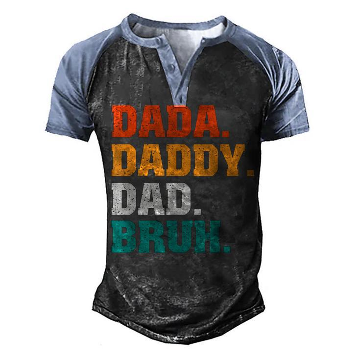 Mens Dada Daddy Dad Bruh From Son Boys Fathers Day  V2 Men's Henley Shirt Raglan Sleeve 3D Print T-shirt