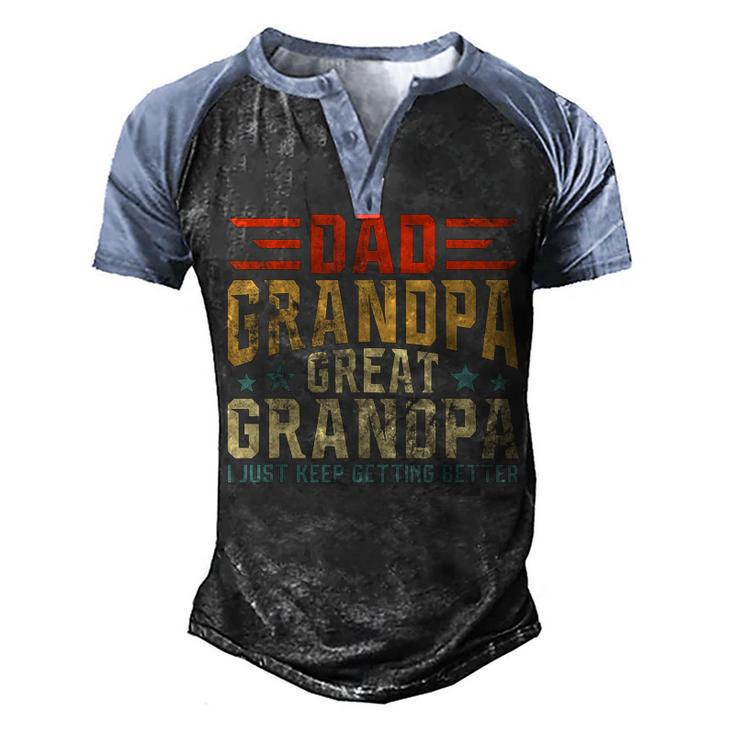 Mens Fathers Day From Grandkids Dad Grandpa Great Grandpa   Men's Henley Shirt Raglan Sleeve 3D Print T-shirt