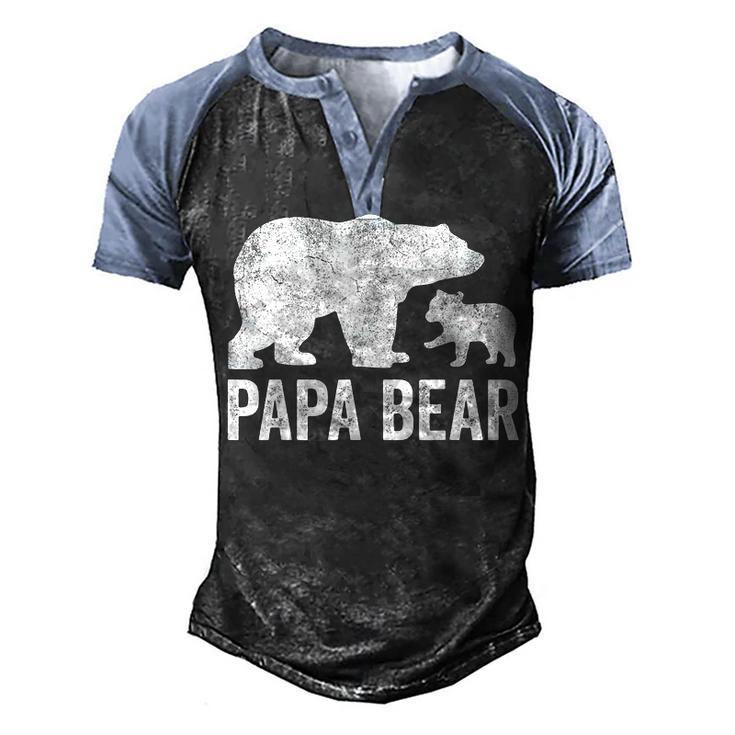 Mens Papa Bear Fathers Day Grandad  Fun 1 Cub Kid Grandpa  Men's Henley Shirt Raglan Sleeve 3D Print T-shirt