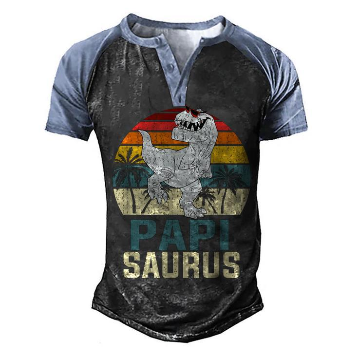 Mens Papisaurus T Rex Dinosaur Papi Saurus Family Matching  V2 Men's Henley Shirt Raglan Sleeve 3D Print T-shirt