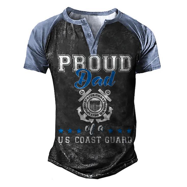 Mens Proud Dad Of A Coast Guard Military Family Us 4Th Of July  Men's Henley Shirt Raglan Sleeve 3D Print T-shirt