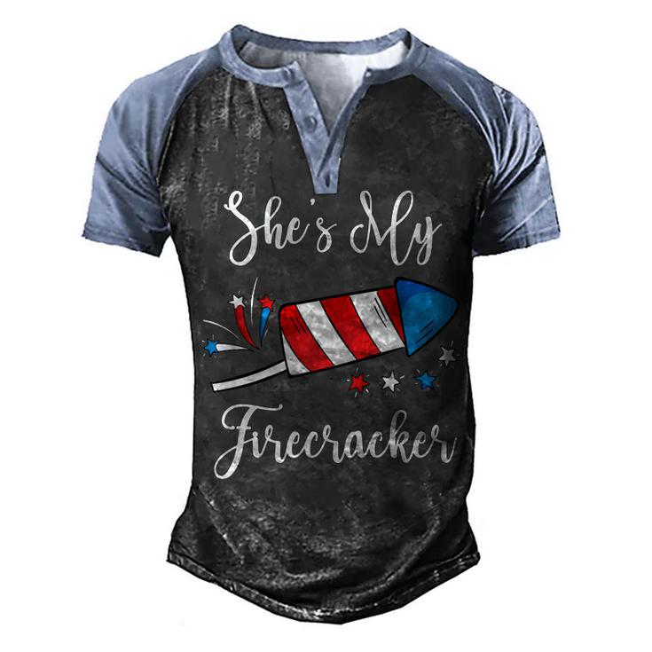 Mens Shes My Firecracker  Funny 4Th Of July  For Men   Men's Henley Shirt Raglan Sleeve 3D Print T-shirt