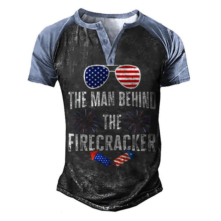Mens The Man Behind The Firecraker 4Th Of July Pregnancy Dad  Men's Henley Shirt Raglan Sleeve 3D Print T-shirt